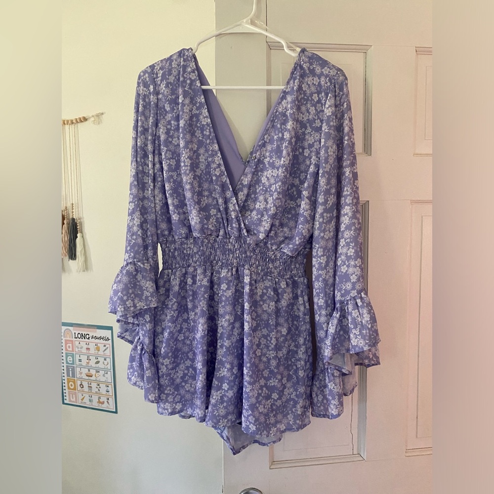Floral Purple Long Sleeve Romper